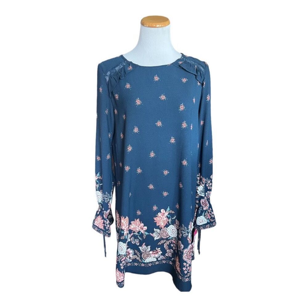 NWT Womens Xhiliration Floral Long Sleeve Boho Dress- Sz M